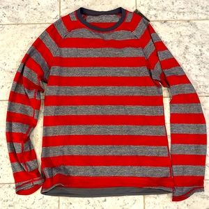 LulUlemon grey and crimson stripe shirt